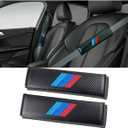 2PCS Car Seat Belt Cover for BMW, Carbon Fiber Seatbelt Shoulder Protection, Soft Car Seat Belt Strap Cushion Protect Your Neck and Shoulder, Car Accessories Seat Belt Pad for Car Truck (Black) (QCHJ-002)