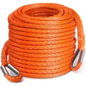 DAYDOOR Winch Rope Extension, 3/8'' x 92ft Synthetic Winch Extension Rope, 26,500 Lbs Winch Extension Line for Off Road Vehicle ATV UTV SUV Jeep(Orange)