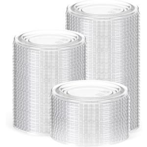 200 Pcs Plastic Cup Lids for Portion Cups Disposable Clear Portion Cup Lids Souffle Lid Plastic Food Prep Supplies for Restaurant, Cafe, Catering, Party (3.25oz 4.5oz 5oz)