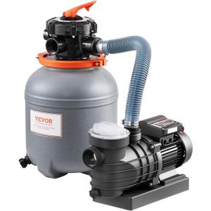 VEVOR Sand Filter Pump for Above Ground Pool, 12 in, 2650 GPH, 1/3 HP Swimming Pool Sand Filter Pump System, Krystal Clear with 6-Way Multi-Port Valve & Strainer Basket, Easy Installation for Pools (12 inch, 2650 GPH, 0.33 HP, Gray)