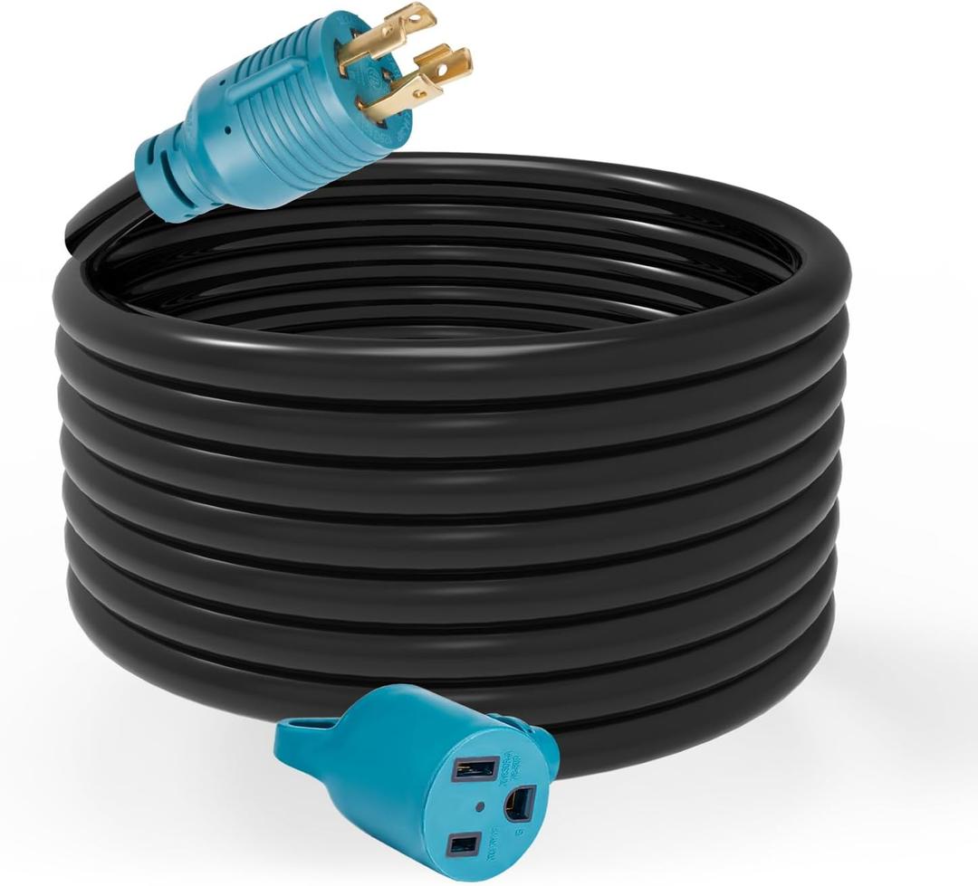 Welder Adapter Cord, L14-30P Twist-Lock Male to 6-50R Female, 4 Prong 30 Amp to 3 Prong 50 Amp Generator to Welder Adapter Power Cord, 10 AWG Heavy Duty,ETL Listed (15ft) (Blue and Black)