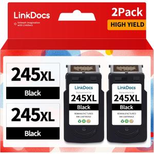 LinkDocs 245XL Ink Cartridge Replacement for Canon 245 XL PG-243 PG-245 XL Black Work for PIXMA TR4520 MX492 TS3122 MX490 MG3022 MG2522 MG2920 MG2420 MG2520 MG2922 MG2924 MG3029 Printer (2 Black)