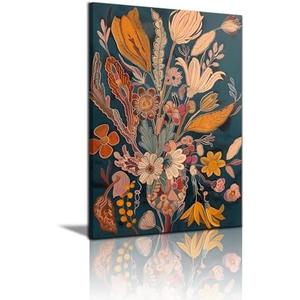 RDXLTOFO Vintage Botanical Wall Art: Large Framed Floral Prints Wall Art Decorfor Living Room Home Decor Bedroom Office & Kitchen Wall(16Inx24In Canvas)