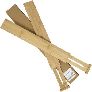 2 PCS Bamboo Drawer Dividers Organizers For Bed Room, Bathroom, Kitchen, Garage, Great To Organize Clothes Kitchen Utensils Tools Shirts Socks Towels (1 Pack)