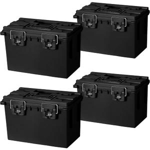 Sheffield 12764 XL Storage Bins With Lids, 4-Pack Stackable Storage Bins, Made in USA, Lockable and Water-Resistant Containers with Lids, Plastic Containers for Home, Classroom, and Dorm