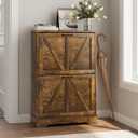 Shoe Cabinet, Shoe Storage Cabinet for Entryway with 2 Flip Drawers, Narrow Farmhouse Shoe Organizer Cabinet, Slim Shoe Rack Cabinet, 23.6in Rustic Brown, Width - 23.6 inches