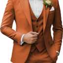 Men's 3 Piece Suits Slim Fit, Peak Lapel 2 Button Blazer Jacket Vest Pants Set, Wedding Business Prom Party Suit XS