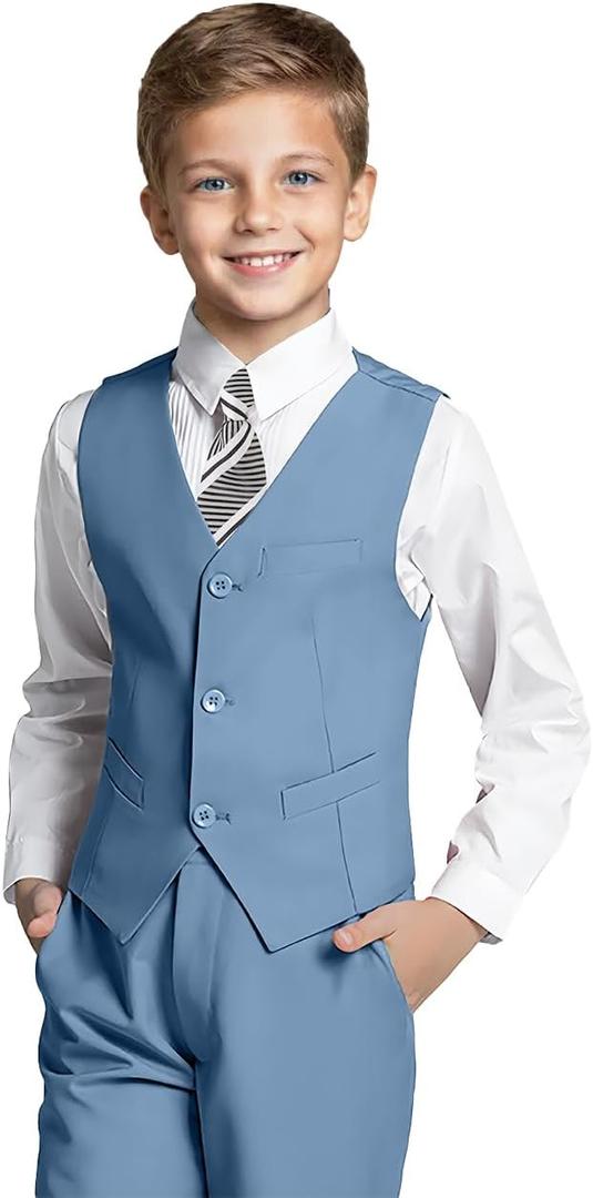 Boys' Formal Suit Set Slim Fit Kids Formal Suits Toddler Tuxedo Wedding Prom Classic Outfit for Teen (Blue, S)