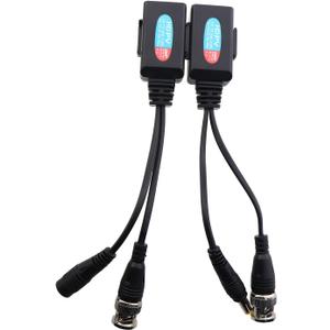 2PCS BNC DC 2 in 1 Transmitter 8MP Coaxial Twisted Pair Transmitter BNC Connector to Network Cable Feeder 17cm/6.7inch for Video Equipment Cameras Monitors Transceiver with Power Connector