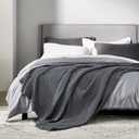 Bedsure Cooling Cotton Waffle Queen Size Blanket - Lightweight Breathable Blanket of Rayon Derived from Bamboo for Hot Sleepers, Luxury Throws for Bed, Couch and Sofa, Dark Grey, 90x90 Inches
