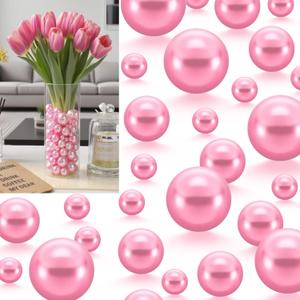 200 PCS Vase Filler Floating Beads for Centerpieces Vases No Hole Faux Floating Pearls for Centerpieces Vases Pink Pearls Beads for Home Wedding Party Table Decor