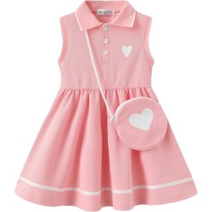 Toddler Girls Summer Dress Sleeveless Causal Sporty Beach Sundress Little Girl Outfits Clothes 3-8 Years (6-7 Years, Pink)