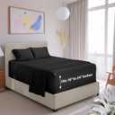 Hearth & Harbor Extra Deep Pocket Queen Size Sheet Set - 4 Piece Ultra Soft & Breathable Bed Sheets Set - Fits Up to 24" Mattress - Hotel Luxury Bed Sheet Set, Black