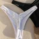 SherryDC Women’s Cheeky Thong Brazilian Bikini Bottoms Sexy High Cut Leg Swimsuit Bottom Ruched Butt Bathing Suit Briefs (White, M)