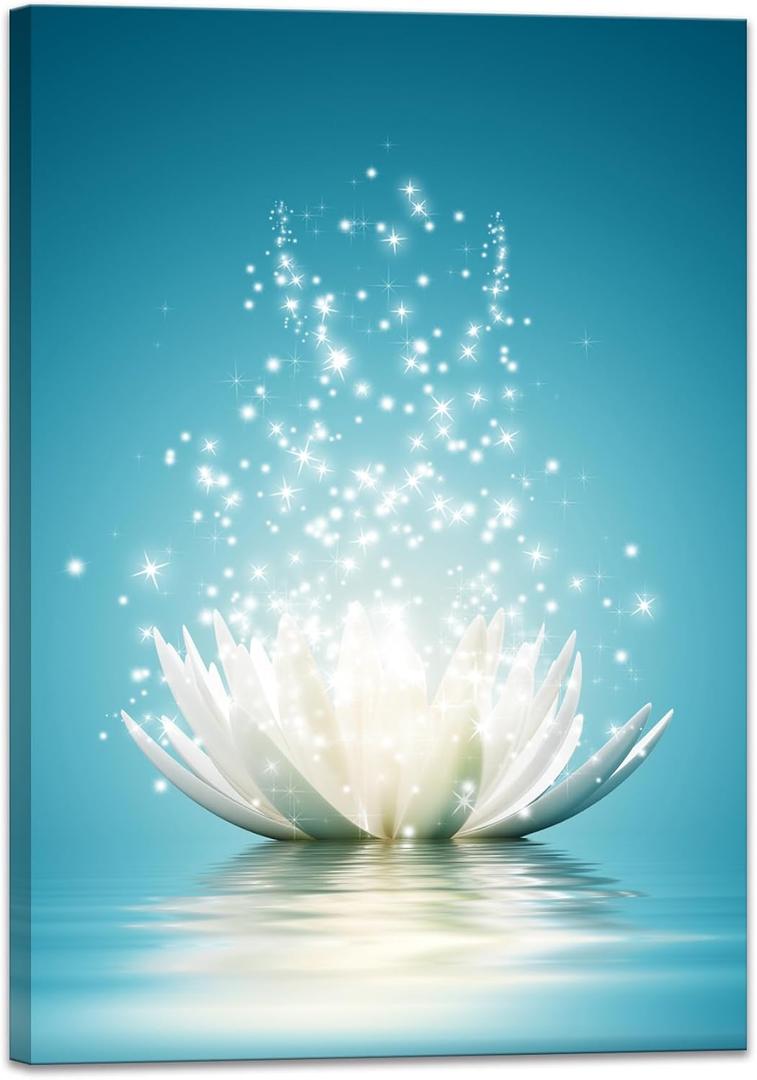 Canvas Prints Wall Art Lotus Flower Pictures Bathroom Decor Zen Painting Spa Photo Artwork Framed for Spiritual Meditation Yoga Room Ready to Hang24 x 36inch (24L" x 36W")