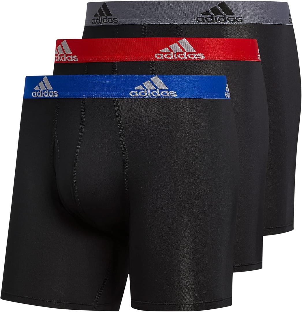 adidas Men's Microfiber Boxer Briefs Underwear (Multipack) Athletic Stretch-Fit (Black/Collegiate Royal Blue/Scarlet Redperformance), Black 