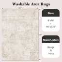 Art&Tuft Washable Rugs 8x10, Anti-Slip Backing Abstract 8x10 Area Rugs for Living Room, Foldable Stain Resistant Machine Washable Area Rug (8'x10', Beige)