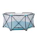 Regalo Safety My Play Deluxe Extra Large Baby Playpen & Portable Play Yard, Foldable 8-Panel Indoor Outdoor Playpen for Babies & Toddlers, Mesh Sides, Washable Nylon Bottom, 62", Aqua/Black