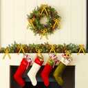 12 Pcs Gold Metal Bow Ornaments with Red Gem  3.4x5.6 Clip-On Christmas Tree Bows, Elegant Gold Bow Decorations for Wreaths, Garlands, Weddings, Parties & Home Decor