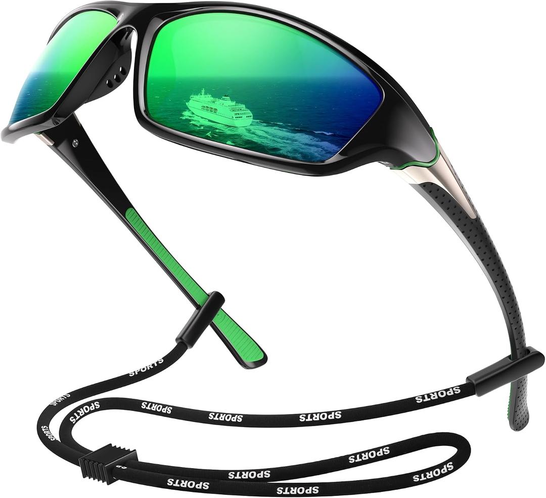 Polarized Sports Sunglasses for Men, Wrap Around Mens Sunglasses UV Protection, Cycling Fishing Running Sun Glasses