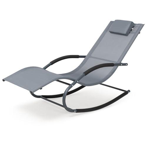 mansion home Outdoor Lounge Chair with Pillow, Chaise Lounge Chair for Patio, Lawn, Pool, Grayish Blue