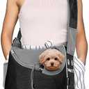PetAmi Small Dog Sling Carrier, Soft-Sided Crossbody Puppy Carrying Purse Bag, Adjustable Sling Pet Pouch to Wear Medium Dog Cat Travel, Dog Bag for Traveling, Poop Bag Dispenser, Max 10 lbs, Black