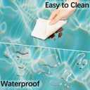 Round Outdoor Fitted Tablecloth with Umbrella Hole, Starfish Seashell Elastic Table Cloth Beach Ocean Waterproof Table Cover with Zipper for Patio Picnic, 36"-44"