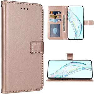 Compatible with ZTE Axon 30 5G Wallet Case Wrist Strap Lanyard and Leather Flip Card Holder Stand Cell Accessories Mobile Folio Purse Phone Cover for ZTE Axon30 2021 Women Men Rose Gold