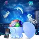 Cute Octopus Night Light Projector,17 Light Modes Ocean Star Projector with 360 Rotation, 3 Projection Films and 9 Lullaby Songs,Night Lamp with Remote and Timer,Gifts for Family and Friends (Blue)