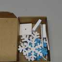 Sawysine 6 Pcs Christmas Wood Snowflake Table Centerpiece Decor Snowflake Tabletop Tall Standing Block Sign for Fireplace(Glitter White, Blue)