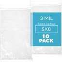 10 Pack, 5" x 8" Bubble Reclosable Zip Bags, 3 Mil Thick Polyethylene, Zipper Closure (5" x 8", 10)