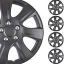 BDK 4-Pack Premium 16 Inch Rim Wheel Cover Hubcaps for Cars Trucks SUVs Vans, Direct OEM Replacement Universal Fit Snap-On ABS Hubcaps 16 inch Wheel Covers - Set of 4 Hub Caps - 7-Spokes Matte Black