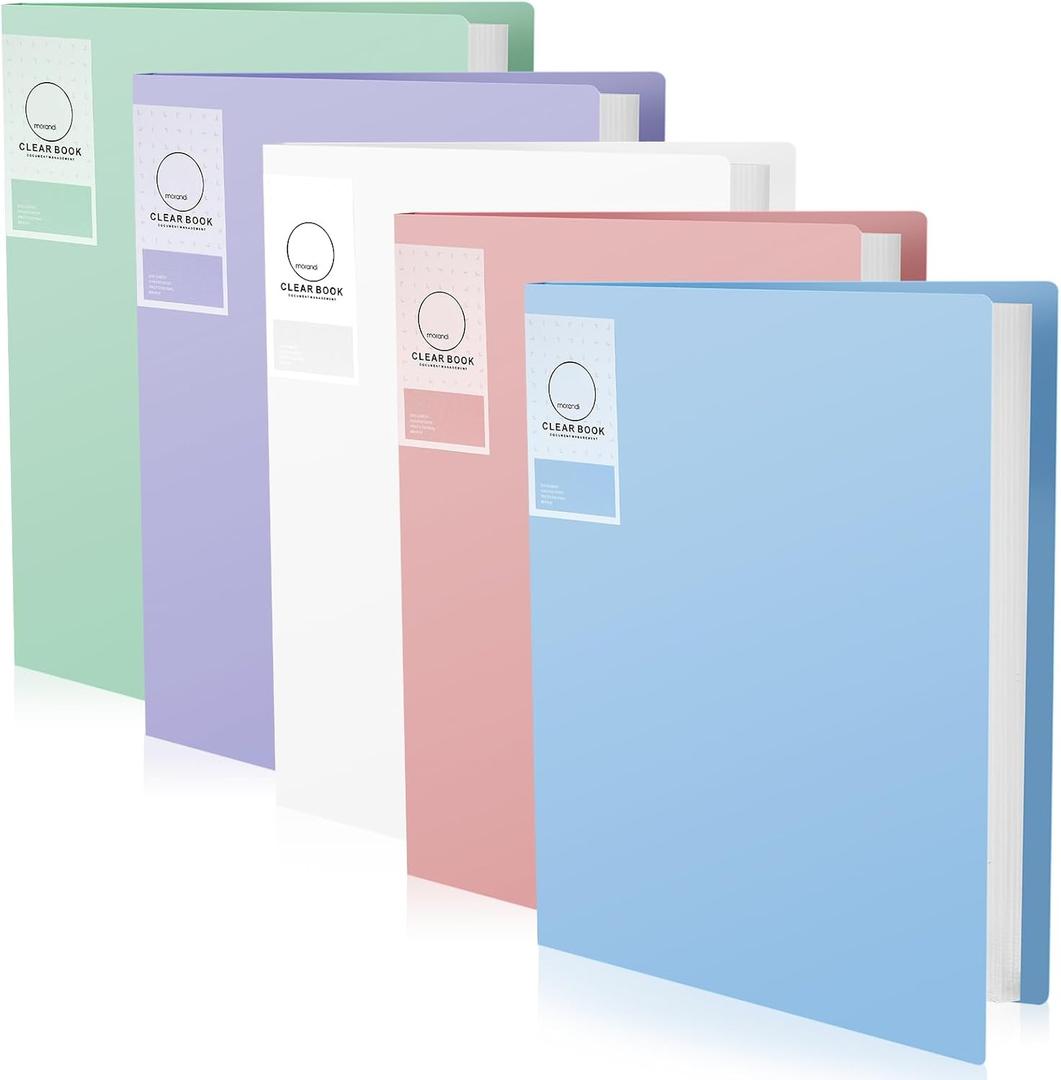 5 Pcs Binder with Plastic Sleeves 8.5 x 11 Portfolio Binder Presentation Book with 30 Pocket Heavy Duty Display 60 Pages Clear Sheet Protectors for Artwork Documents Certificates School Office
