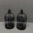 Sliner 4 Pcs Christmas Bird Cage Decorative Candle Holder for Weddings Vintage Candlestick Holder Cage Lanterns Model Wedding Candle Centerpieces for Modern Table House Home Decoration(Black)