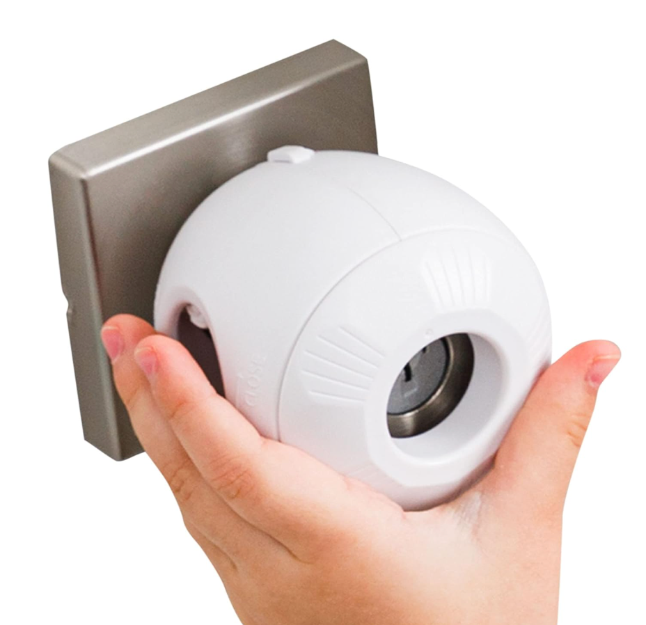 Child Safety Door Knob Cover (4 Pack) HardtoRemove DualLock Door Handle Covers for Kids  Reusable Baby Proof Door Knob Locks  Installs Easily, No Tools Needed (White)