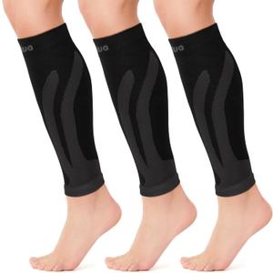 CAMBIVO 3 Pairs Calf Compression Sleeves for Men & Women  Footless Compression Socks for Shin Splints, Pain Relief, Varicose Veins  Leg Support for Running, Travel, Fitness, Nursing (Small-Medium, Black)