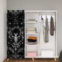 Retro Exotic Moth Door Curtain for Kids,Gothic Skull Boho Sun Moon Doorway Curtain for Privacy,Abstract Starry Sky Galaxy Door Window Curtain Bedroom Decor Doorway Curtain 1 Panel,34"W X 80"L