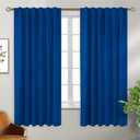 BGment Rod Pocket and Back Tab Blackout Curtains for Bedroom - Thermal Insulated Room Darkening Curtains for Living Room, 2 Window Curtain Panels (52 x 63 Inch, Classic Blue)