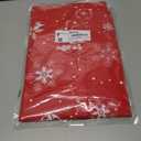 Smiry Plastic Christmas Tablecloth, Snowflake Wipeable Flannel Backed Vinyl Tablecloth, Waterproof Elastic Fitted Table Cover for Christmas Dinner, and New Year Celebration (White & Red, 30x96 Inches)