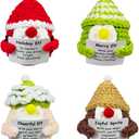 4 Pack Christmas Gnomes Knitted Wool Toys with Positive Card for Christmas Stocking Stuffers Gifts