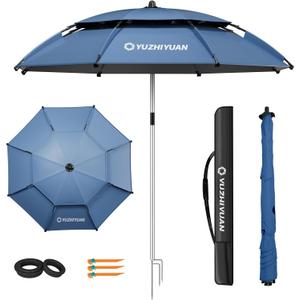 Outdoor Umbrellas for Patio 7.2/7.8/8.5FT Patio Table Umbrella with Tilt, UPF50+ UV Protection, High Black Coated, with Carry Bag, Great for Beach, Camping, Picnic, Backyard (Classic Series)