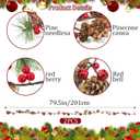 2 PCS Christmas Garland Christmas Pine Cones Berry Decoration Xmas Red Berries Garlands for Christmas Wedding Party Home Kitchen Decoration