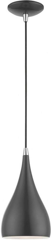 Livex Lighting, 41171-96, Amador, Mini Pendant, Shiny Dark Gray with Polished Chrome Accents