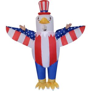 Patriotic Inflatable Bald Eagle Costume 4th of July Eagle Blow-up Costume for Adult/Independence Day/Memorial Day/Holiday