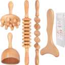 Komogir Wood Therapy Massage Tools 5-in-1 Lymphatic Drainage Massager Maderoterapia Kit Wooden Massager Body Sculpting Tools for Muscle Pain Relief, Anti-Cellulite, Body Contouring and Shaping
