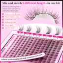 DIY Lash Extension Kit Natural Look Wispy Lash Clusters D 154 pcs Lashes Clusters 8-16 mm Eyelash Extension Kit Lash Bond and Seal Lash Tweezers Individual Lashes Lash Cluster Kit For Beginners