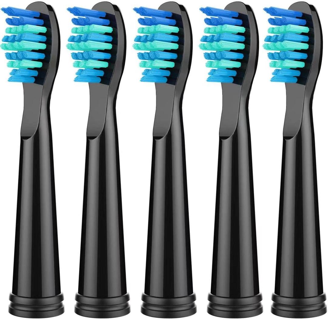 Toothbrush Heads for FairyWill, Electric Toothbrush Replacement Heads for FairyWill FW507/508/551/515/917/ 959/2011,FW-D1/D3/D7/D8 (5pc Black)