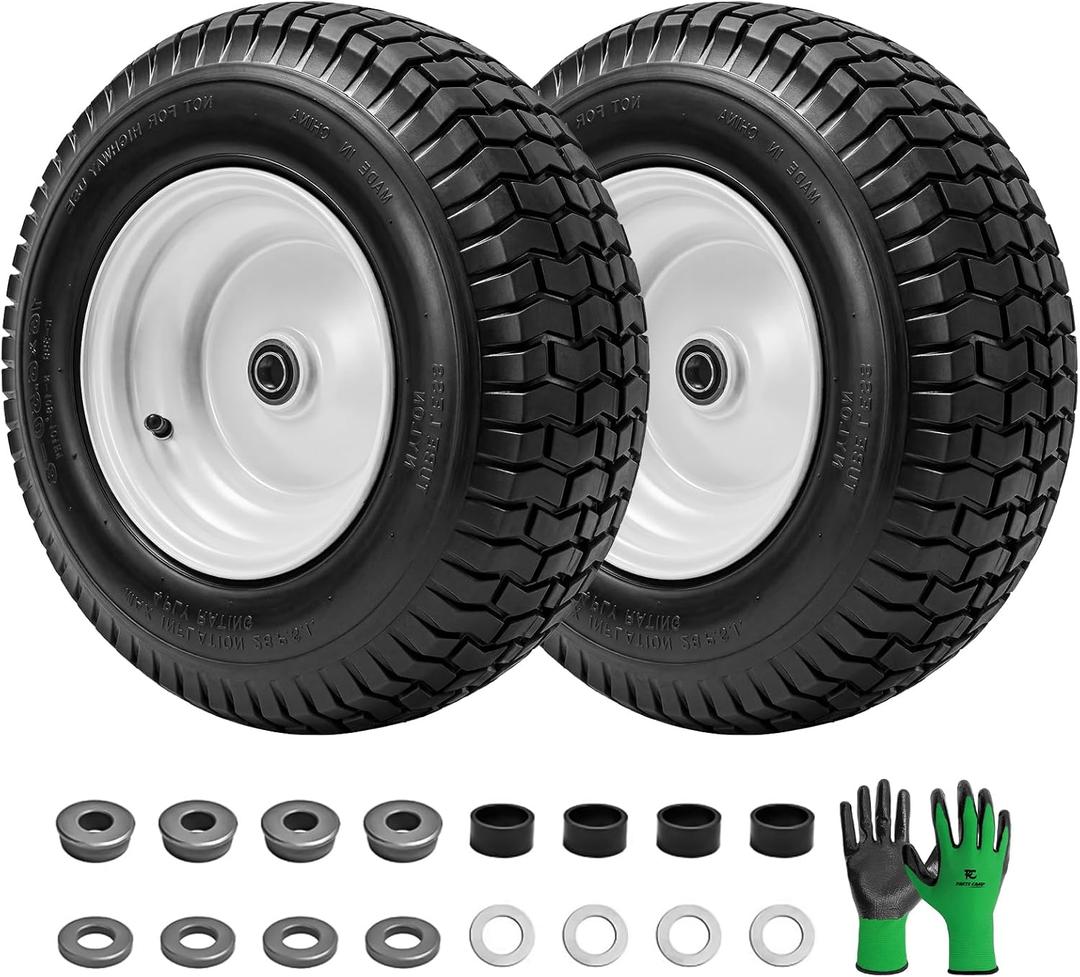 Parts Camp 16" Tractor Wheels 16x6.50-8 Rubber Riding lawn Mower Tires Compatible with John Deere Tractor with 3"-4.5" Centered Hub, 3/4" Bearing (2 Packs)