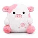 LMTGLDT Pink Cow Plush Doll, Kawaii Cow Stuffed Animals Sakura Plush Cow Hugging Cow Pillow, Cute Pink Cow Plushie Toy for Kids Girls Boys Birthday Gifts