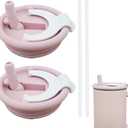 40 oz Tumbler Flip Straw Lid Replacement Fit for Stanley Cup,2 Pack Spill Proof Splash Resistant Tumbler Lids,2-in-1 Straw and Sip Lid,Reusable Tumbler Cover for Stanley Cup (Light Pink, 2 Pack)